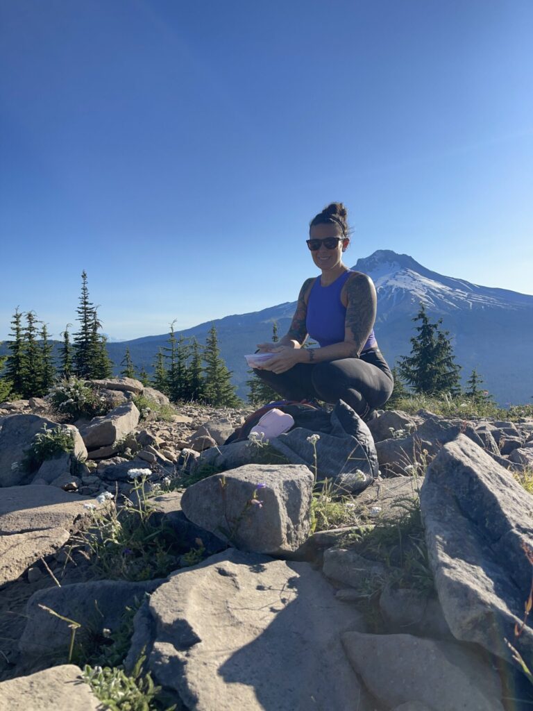 View of Mount Hood from the false summit. 