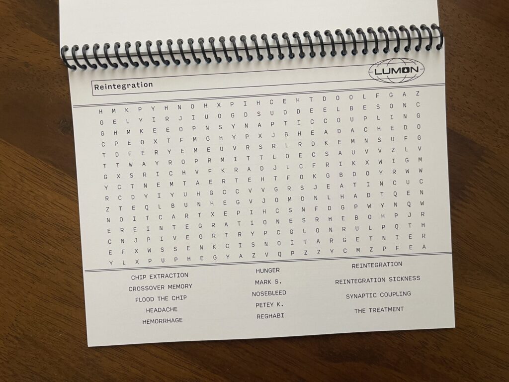 A word search modeled after the MDR terminal screen. The theme of the puzzle is "Reintegration."