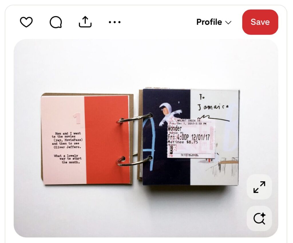 Screenshot from Pinterest of a mini album by memorykeeper Jamaica.