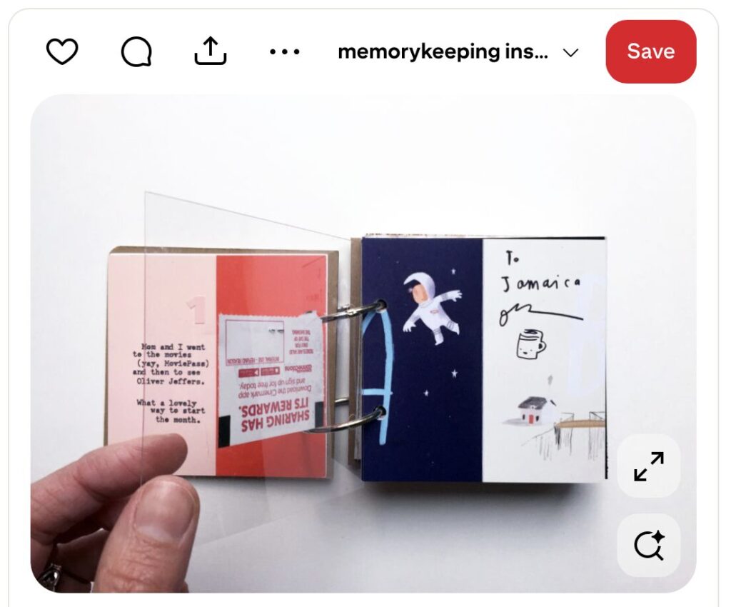 Screenshot from Pinterest of a mini album by memorykeeper Jamaica.