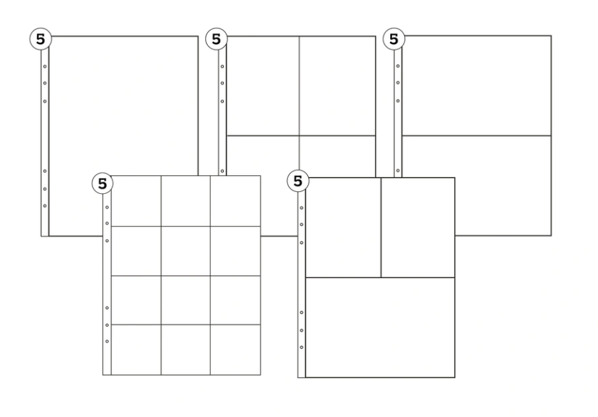 Screenshot of a variety of page protectors designed for a 6x8 album.